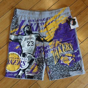 NWT NBA Lebron James Los Angeles Lakers Mens Draw String Shorts Size XL